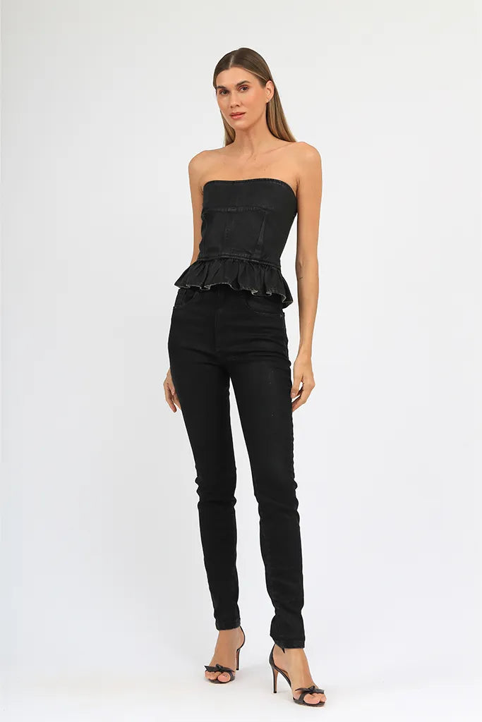 Calça Margaret Jeans Black Carol Bassi