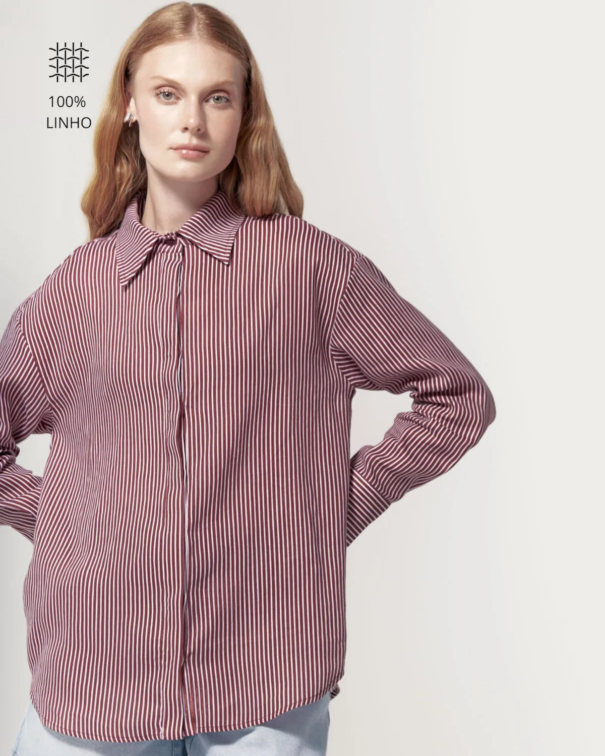 Camisa Linho Fresh Linen Cherry Stripes Camys