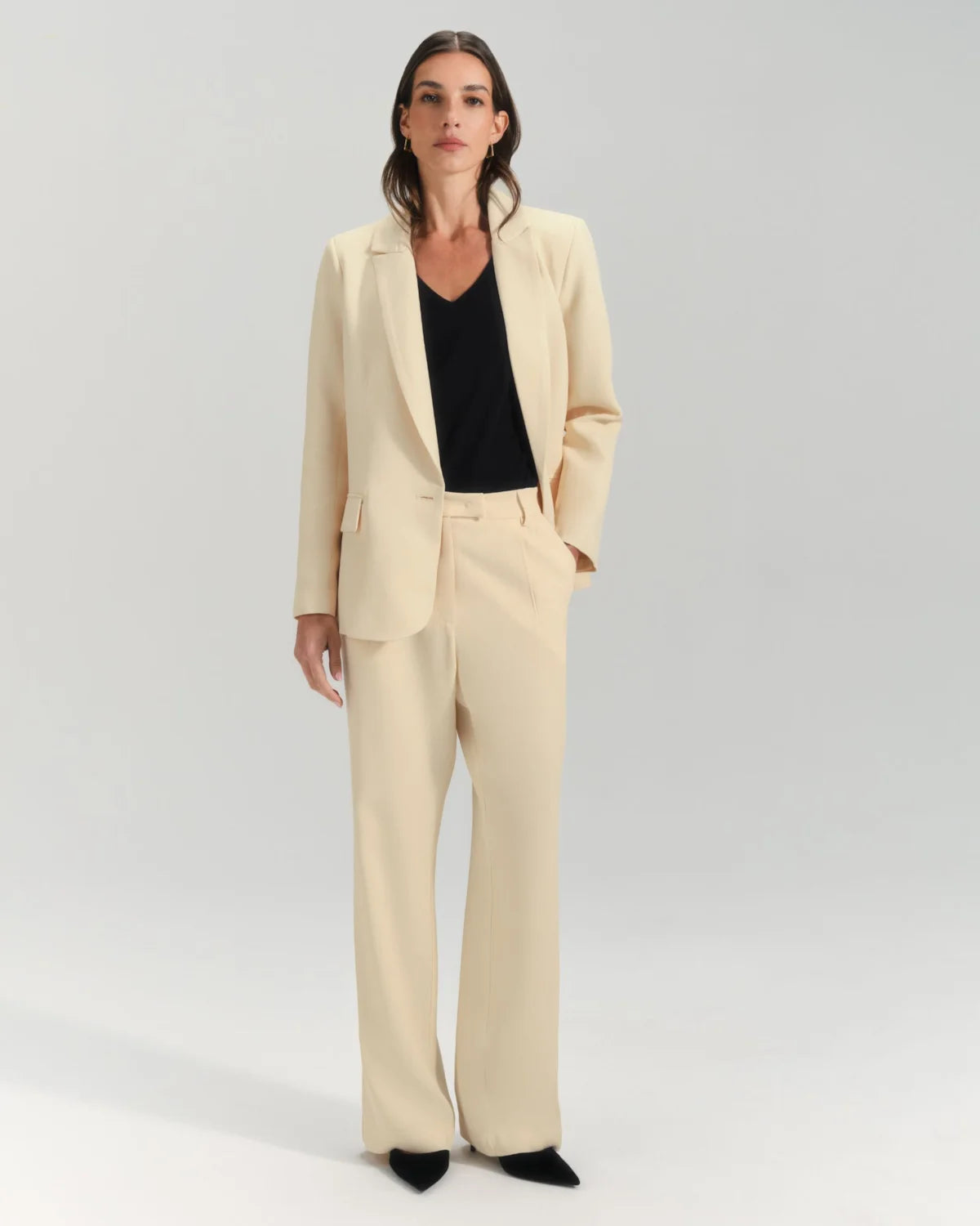 Blazer Alfaiataria Crepe Patou Bege Vanilla CAMYS
