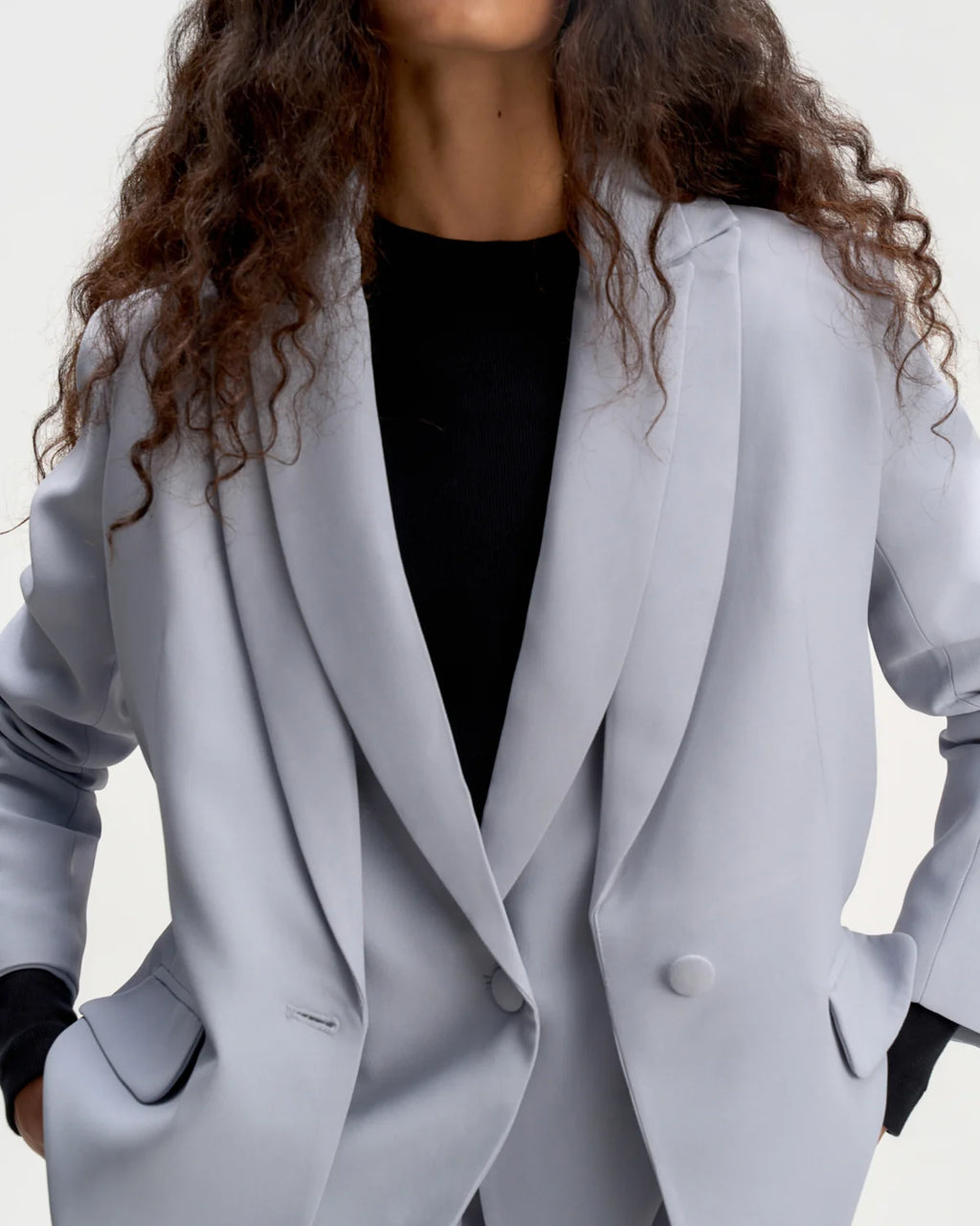 Blazer Alfaiataria Crepe Patou Azul Steel CAMYS
