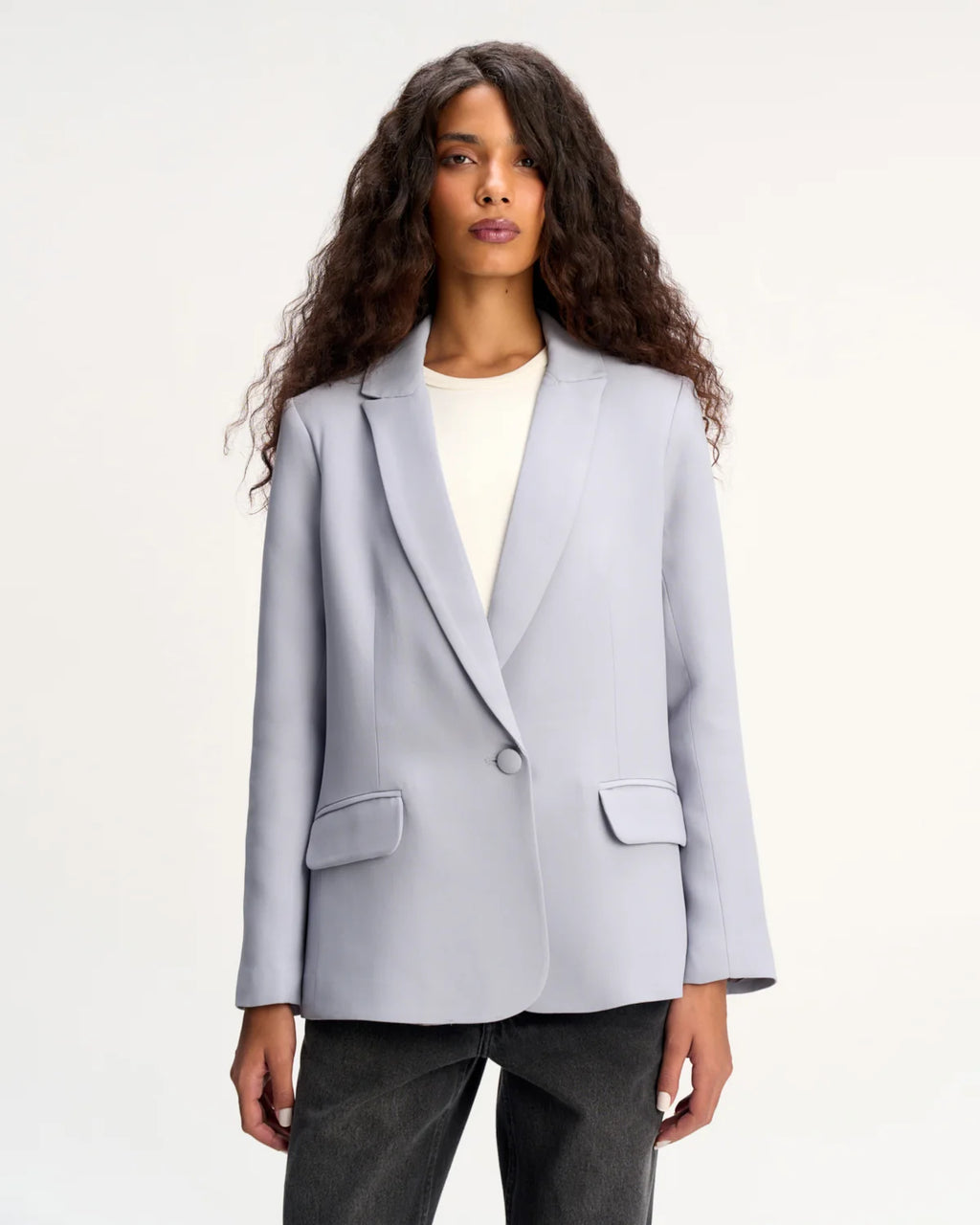 Blazer Alfaiataria Crepe Patou Azul Steel CAMYS