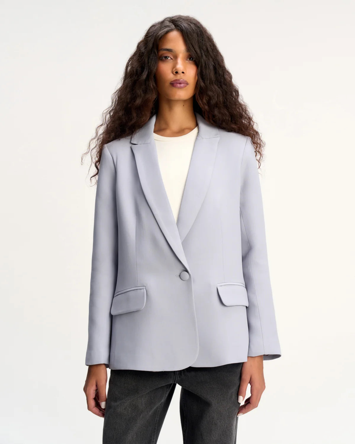 Blazer Alfaiataria Crepe Patou Azul Steel CAMYS