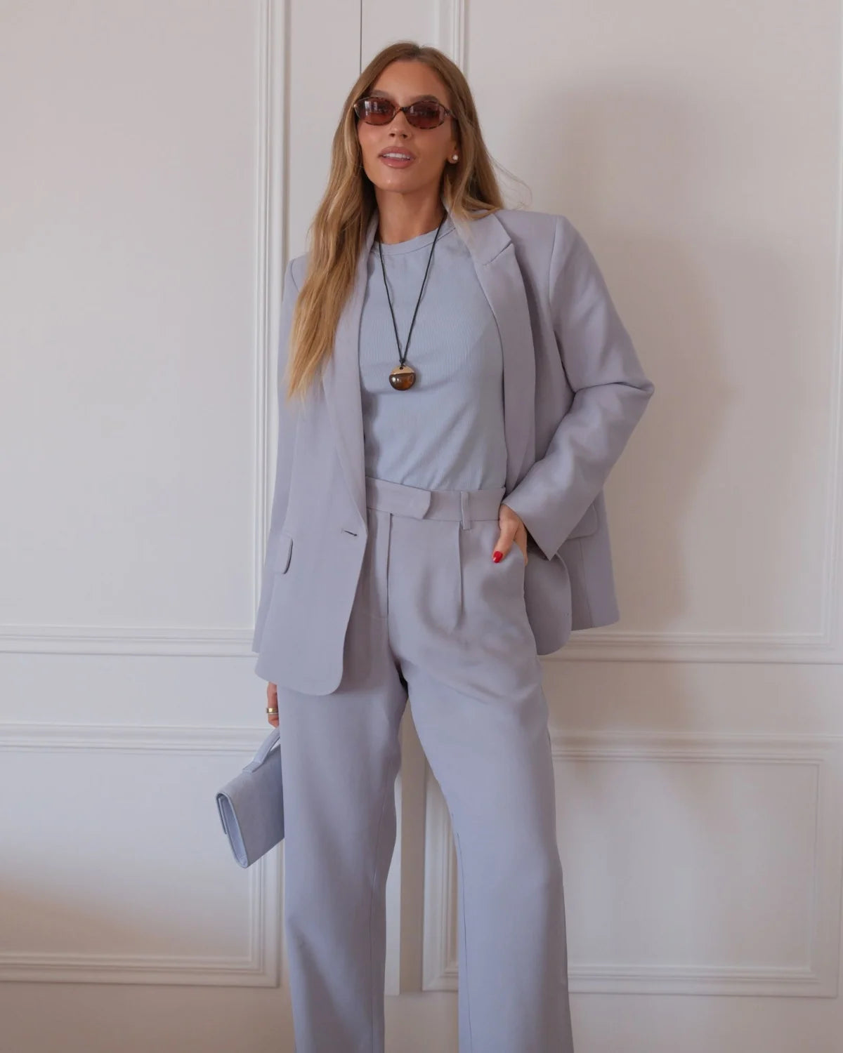 Blazer Alfaiataria Crepe Patou Azul Steel CAMYS