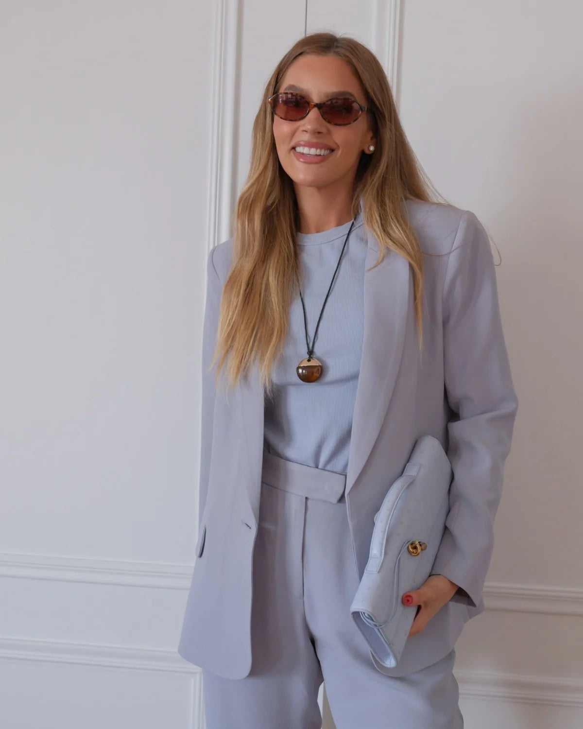 Blazer Alfaiataria Crepe Patou Azul Steel CAMYS
