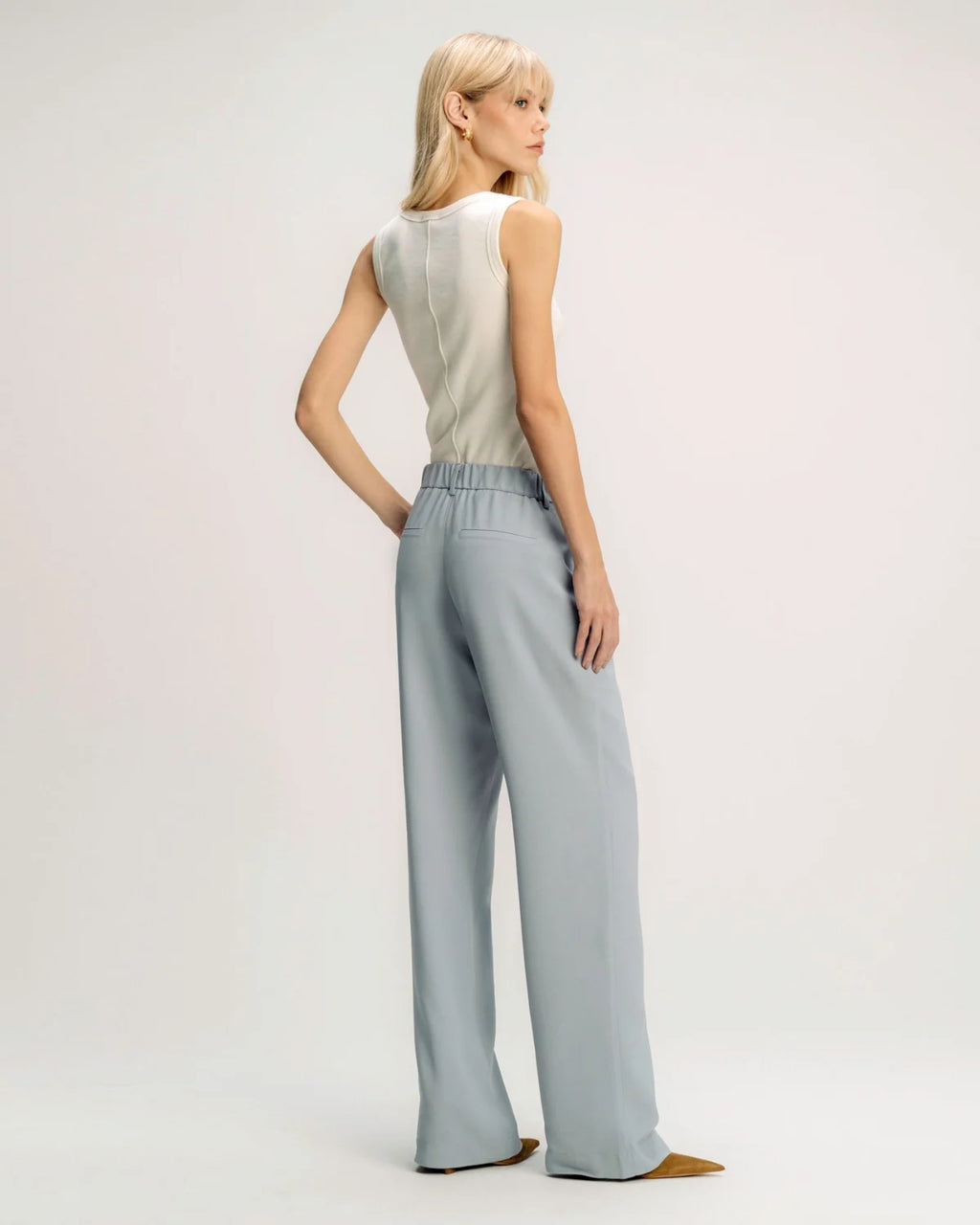 Calça Alfaiataria Crepe Patou Azul Steel Camys