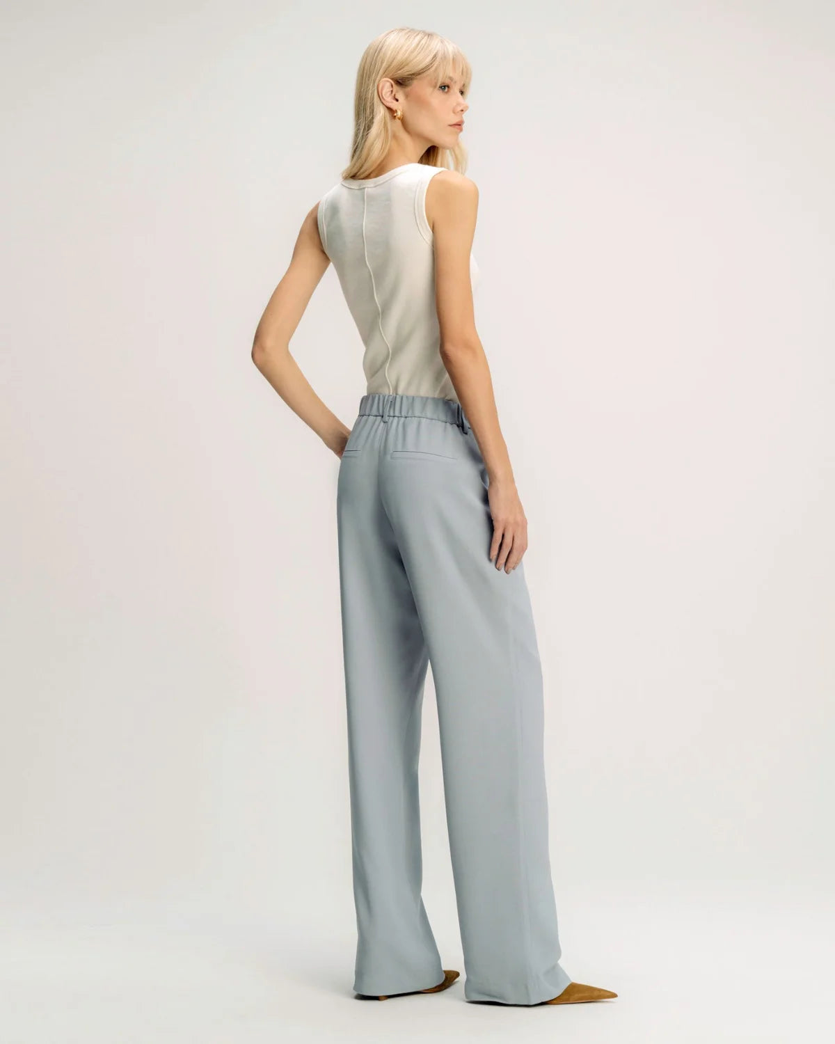 Calça Alfaiataria Crepe Patou Azul Steel CAMYS
