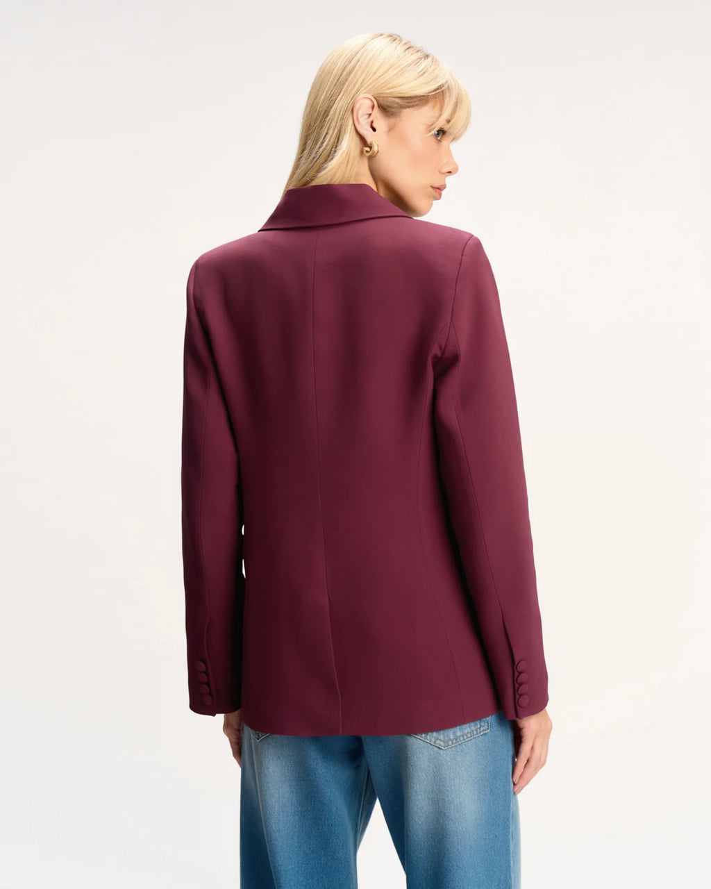 Blazer Wrap Alfaiataria Crepe Patou Bordô Blackberry camys