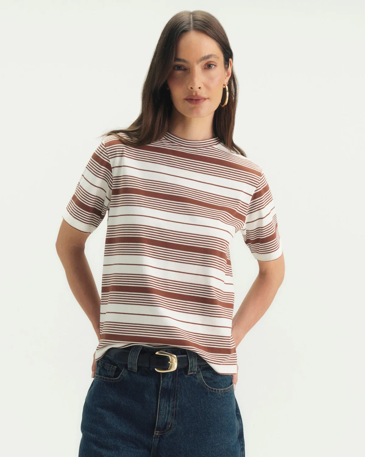 Camiseta Fio Tinto New Comfort Listra Avelã CAMYS