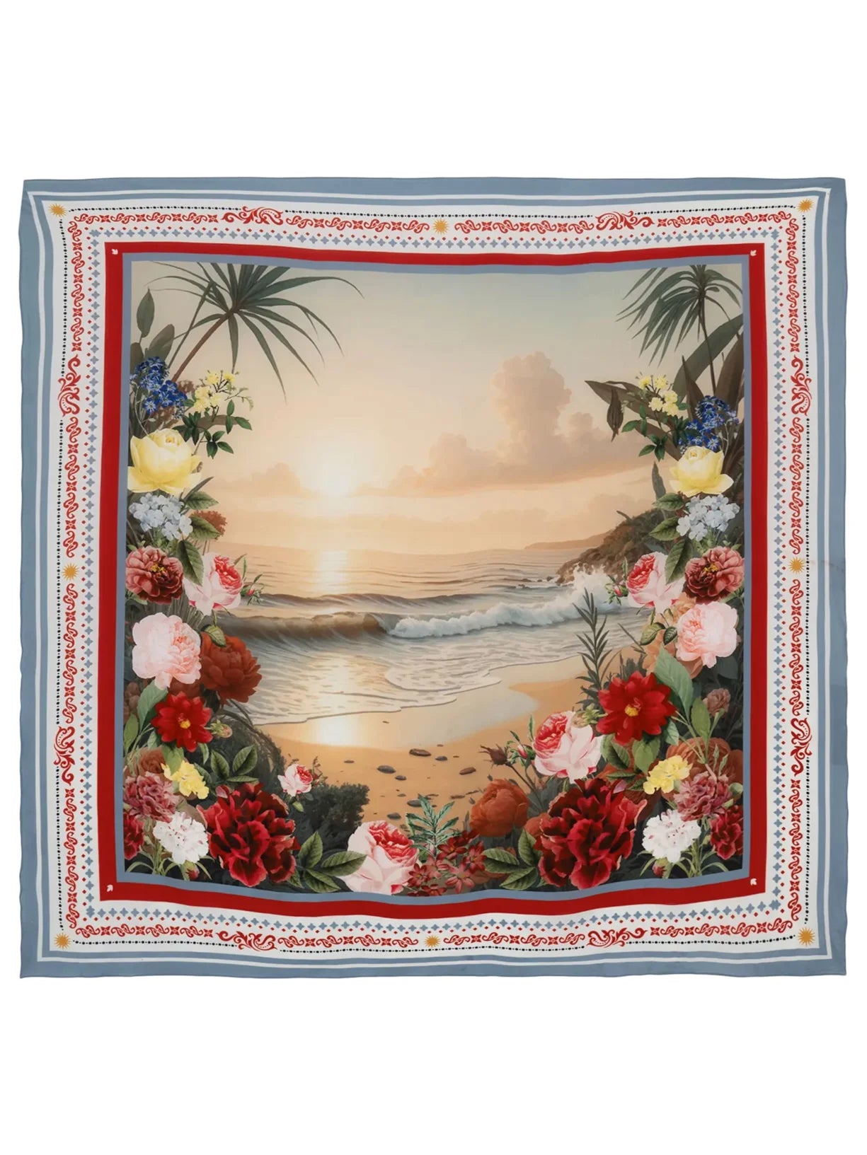 Lenço Scarf Beach Roses Off White Triya