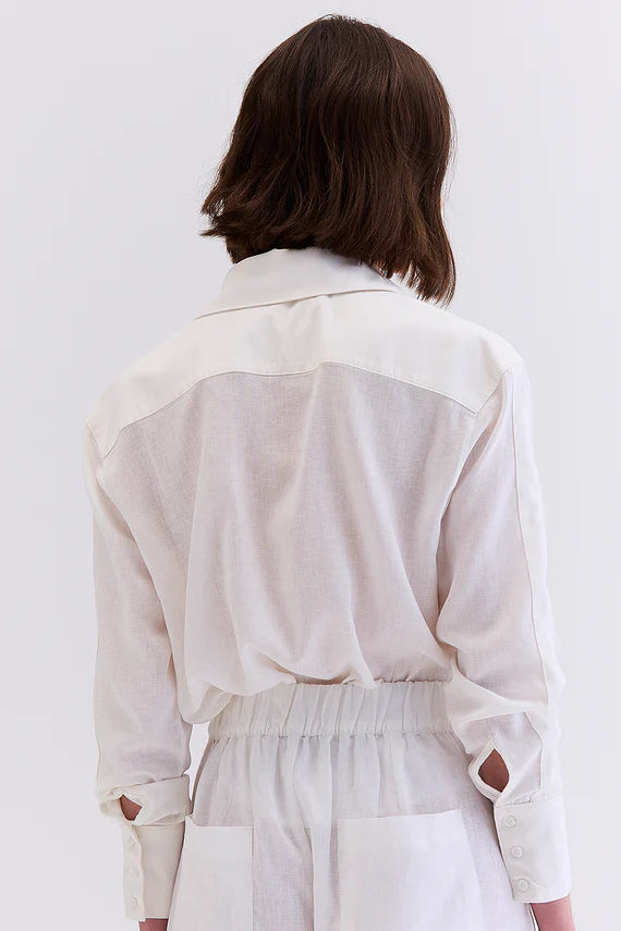 CAMISA LINHO COM SARJA BRANCO HOODMOOD