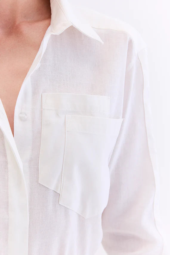 CAMISA LINHO COM SARJA BRANCO HOODMOOD
