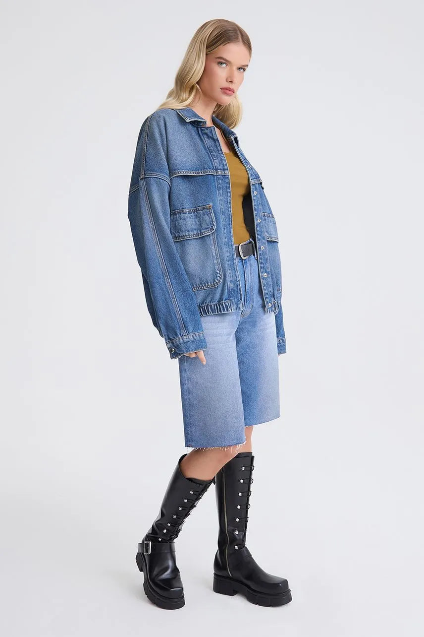 Jaqueta Jeans Thais NV - Jeans Médio Escuro
