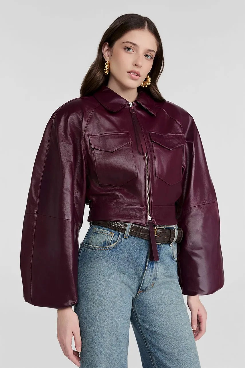 Jaqueta Couro Frida - Roxo Berry NV
