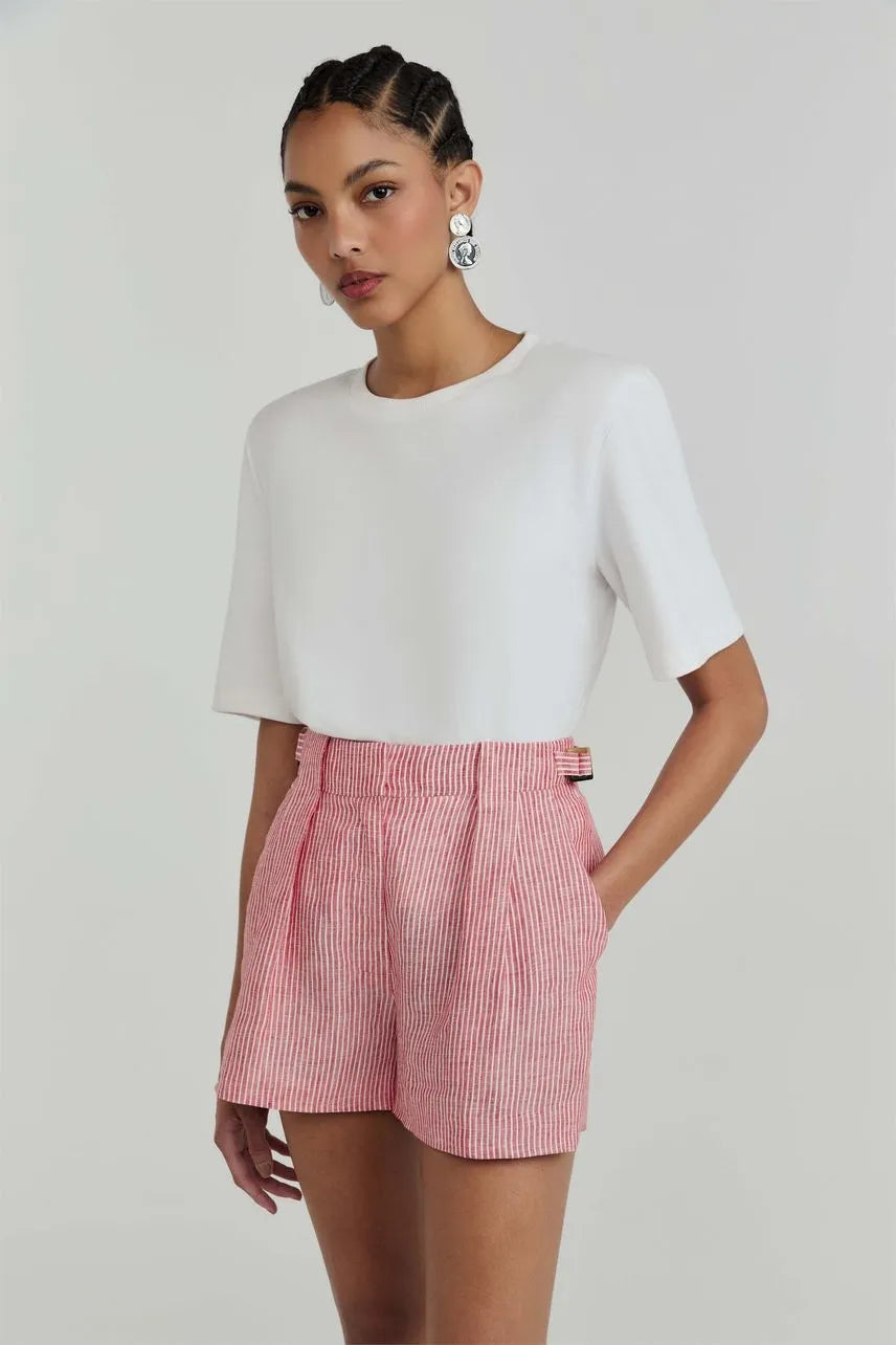 Short Gigi - Vermelho Salsa/ Off White NV