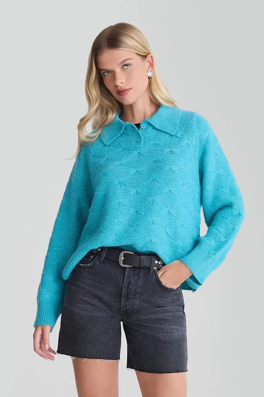 Blusa Polo Tricot Ornella - Azul Turquesa NV