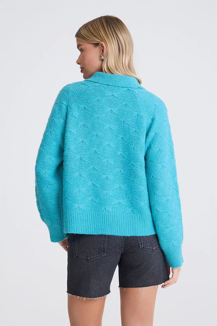Blusa Polo Tricot Ornella - Azul Turquesa NV