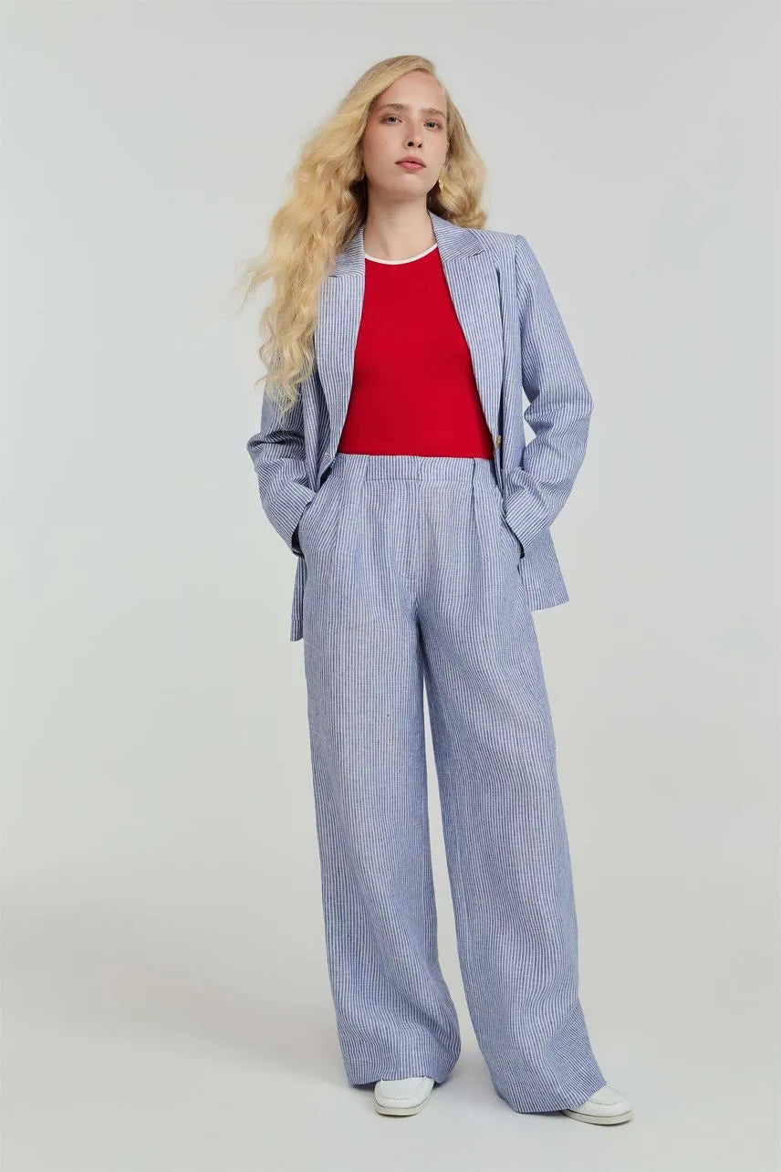 Calça Gigi - Azul Denim/ Off White