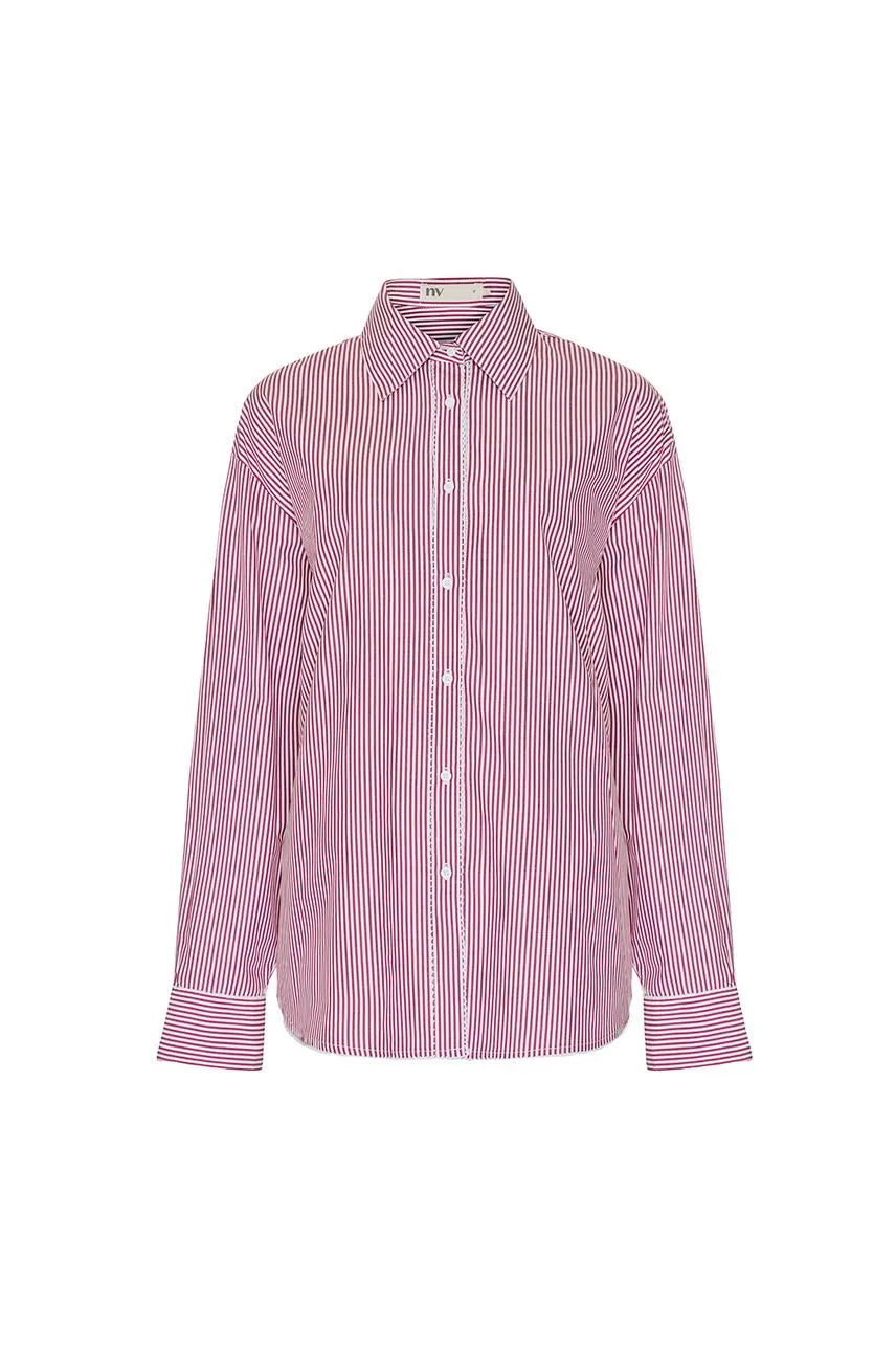 Camisa Manga Longa Hannah - Vermelho/Branco