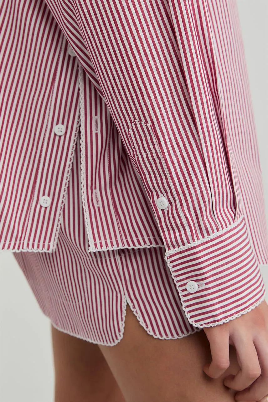 Camisa Manga Longa Hannah - Vermelho/Branco
