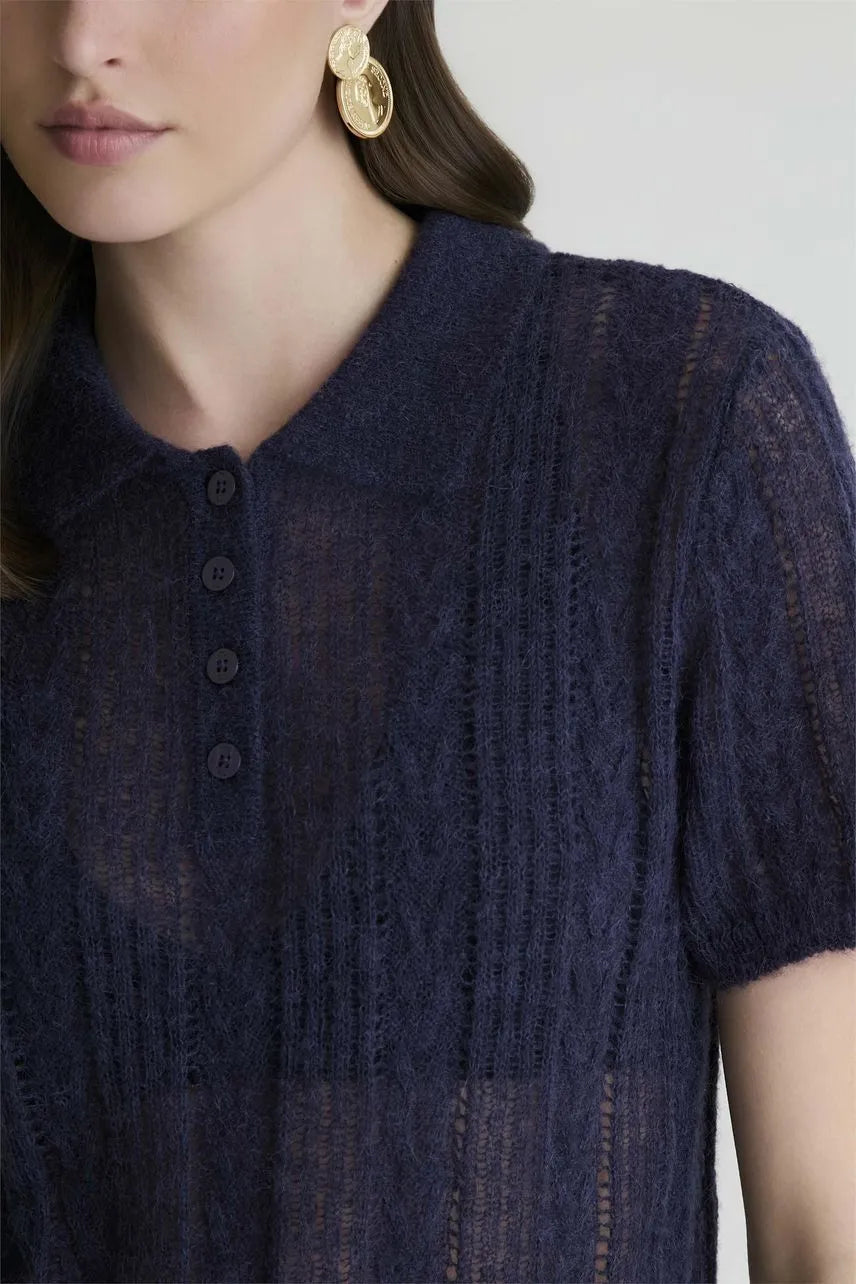 Blusa Polo Tricot Manga Curta Cintia NV
