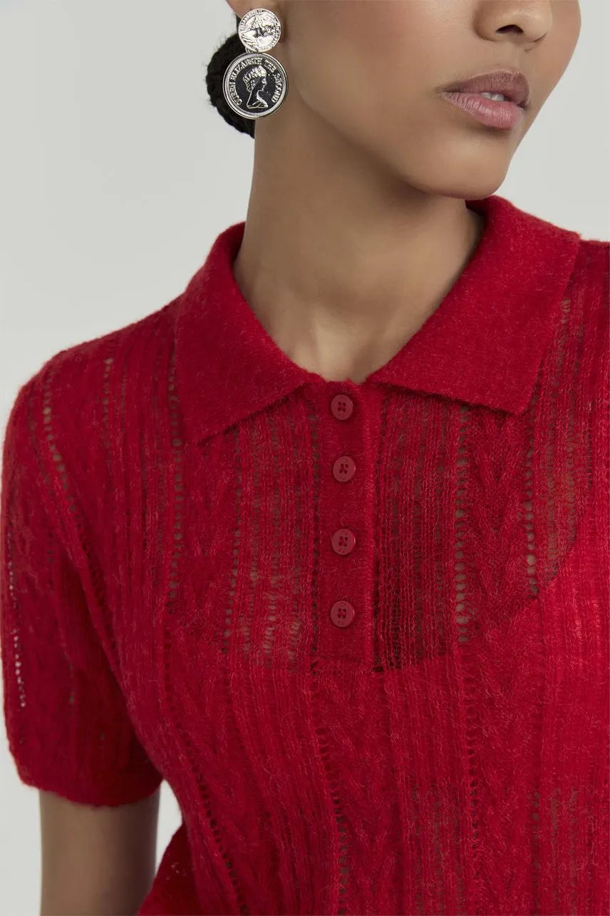Blusa Polo Tricot Manga Curta Cintia NV