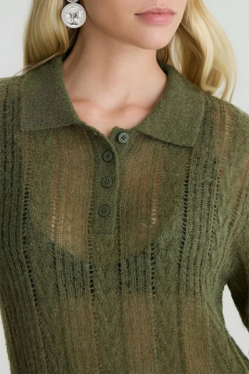 Blusa Polo Tricot Manga Curta Cintia NV