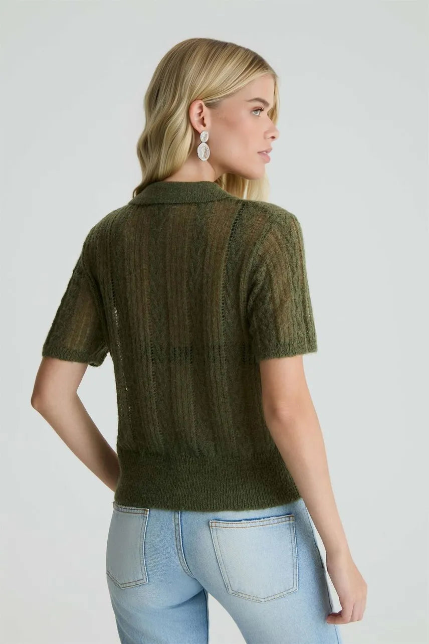 Blusa Polo Tricot Manga Curta Cintia NV