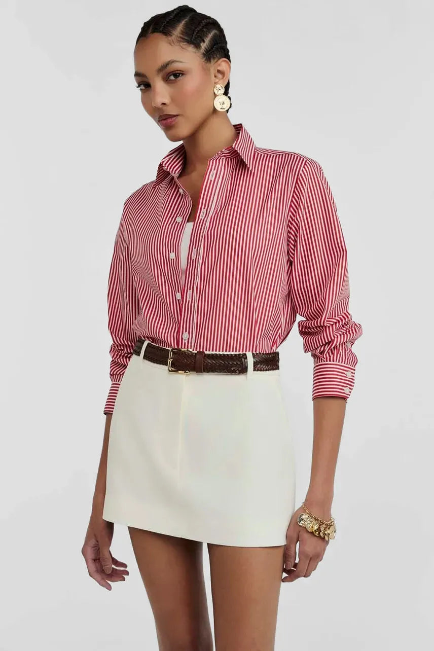 Camisa Listras Charlotte NV - Listras Vermelho Salsa