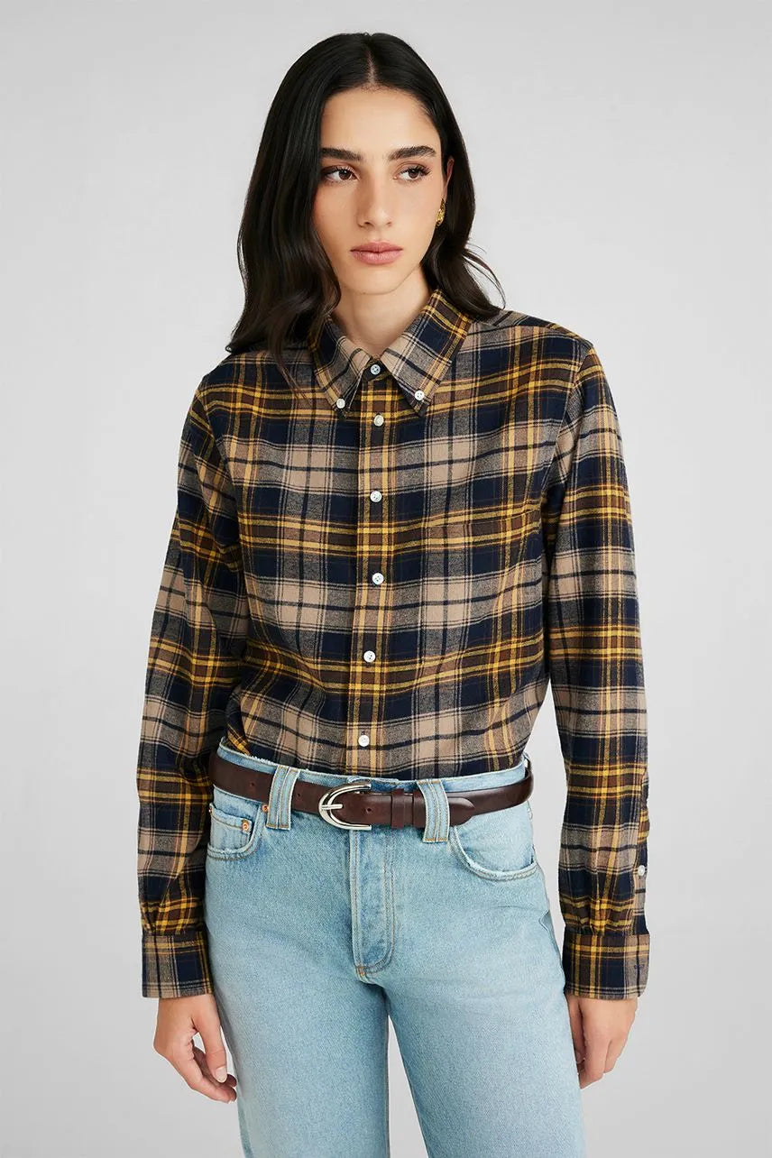 Camisa Madalena NV - Xadrez Azul/Amarelo