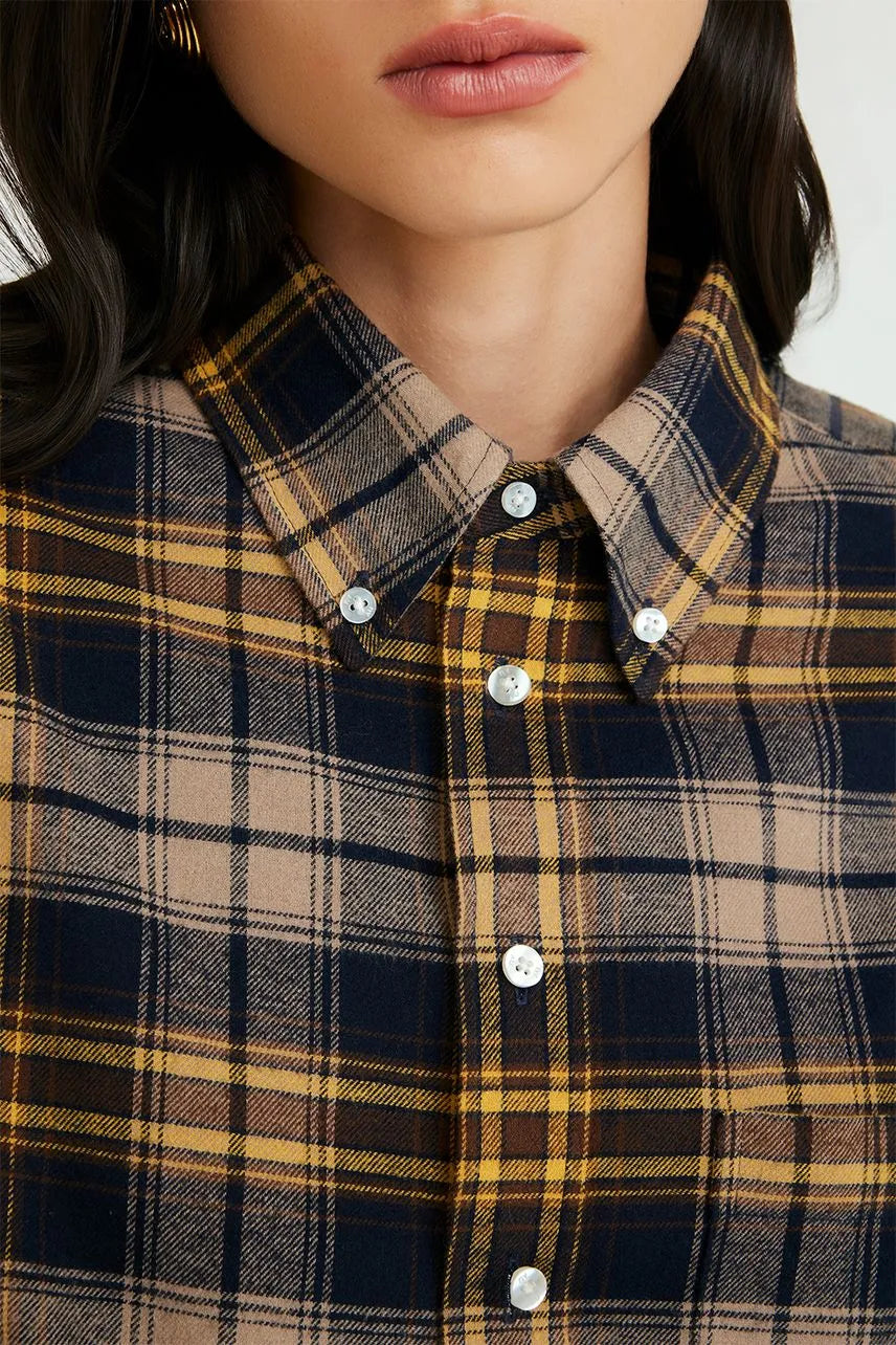 Camisa Madalena NV - Xadrez Azul/Amarelo