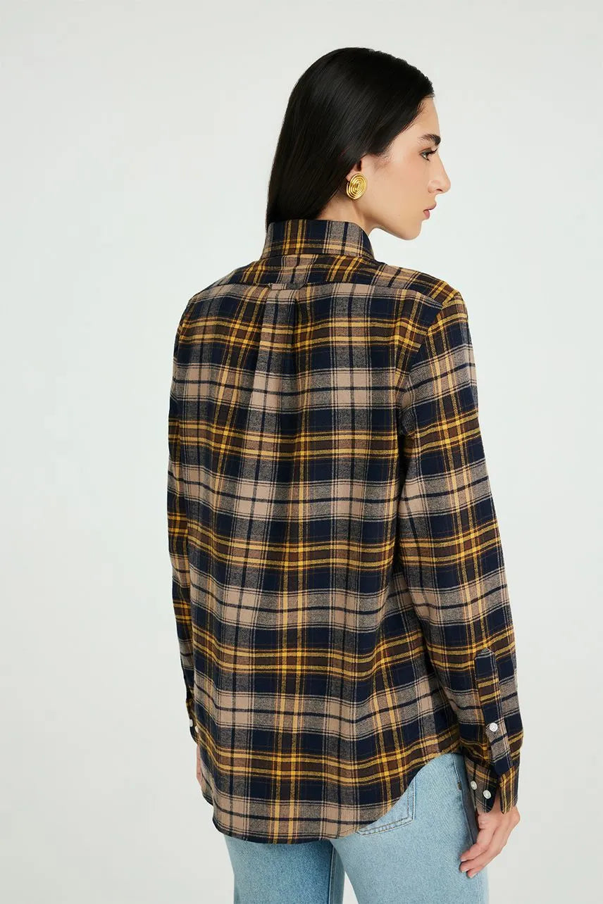 Camisa Madalena NV - Xadrez Azul/Amarelo