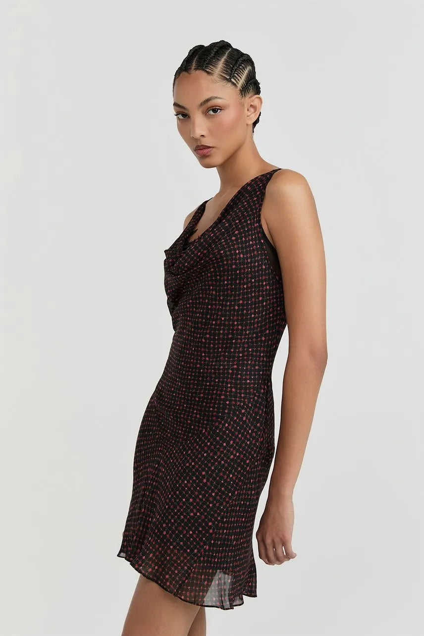 Vestido Curto Debora - Est Grid Preto NV