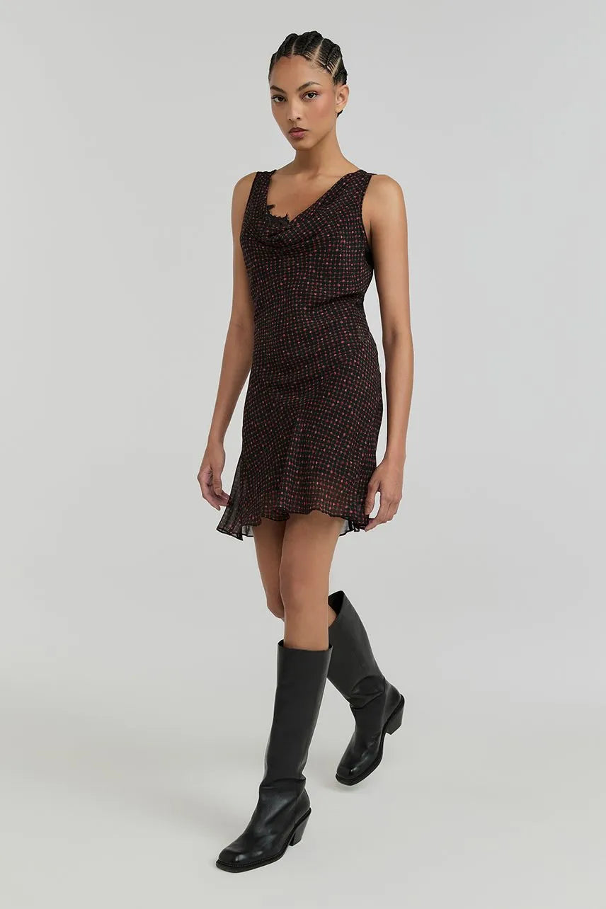 Vestido Curto Debora - Est Grid Preto NV