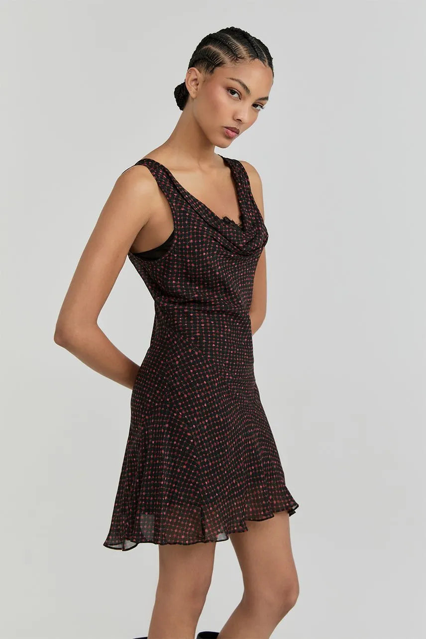 Vestido Curto Debora - Est Grid Preto NV