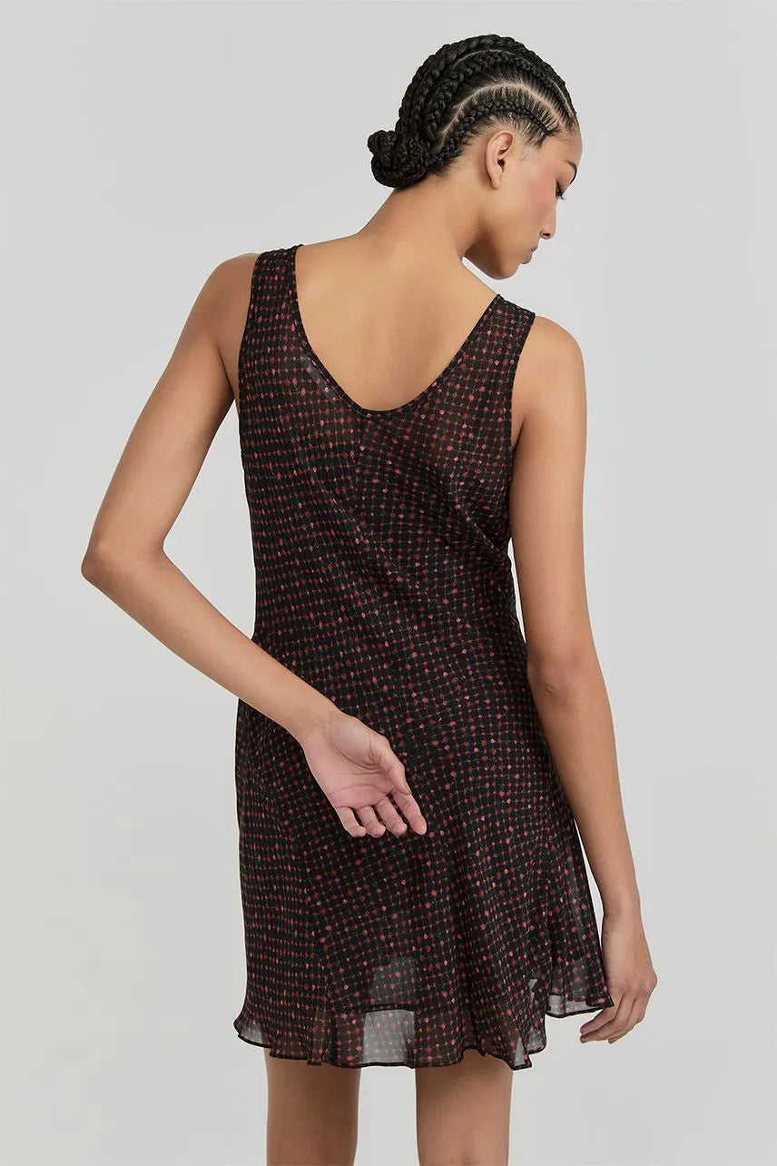 Vestido Curto Debora - Est Grid Preto NV