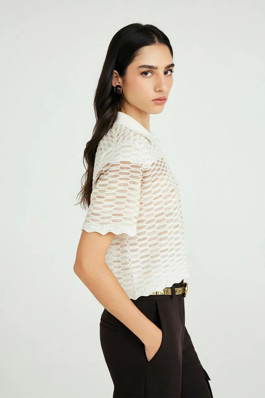 Blusa Polo Tricot Geovana - Bege Dust NV