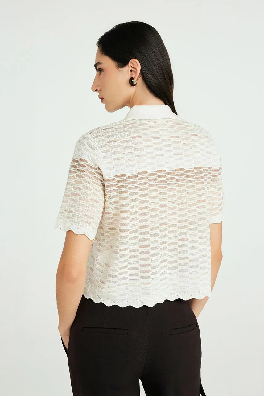 Blusa Polo Tricot Geovana - Bege Dust NV