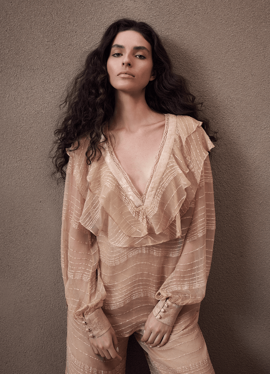 Blusa Elisa Bege Glace Carol Bassi