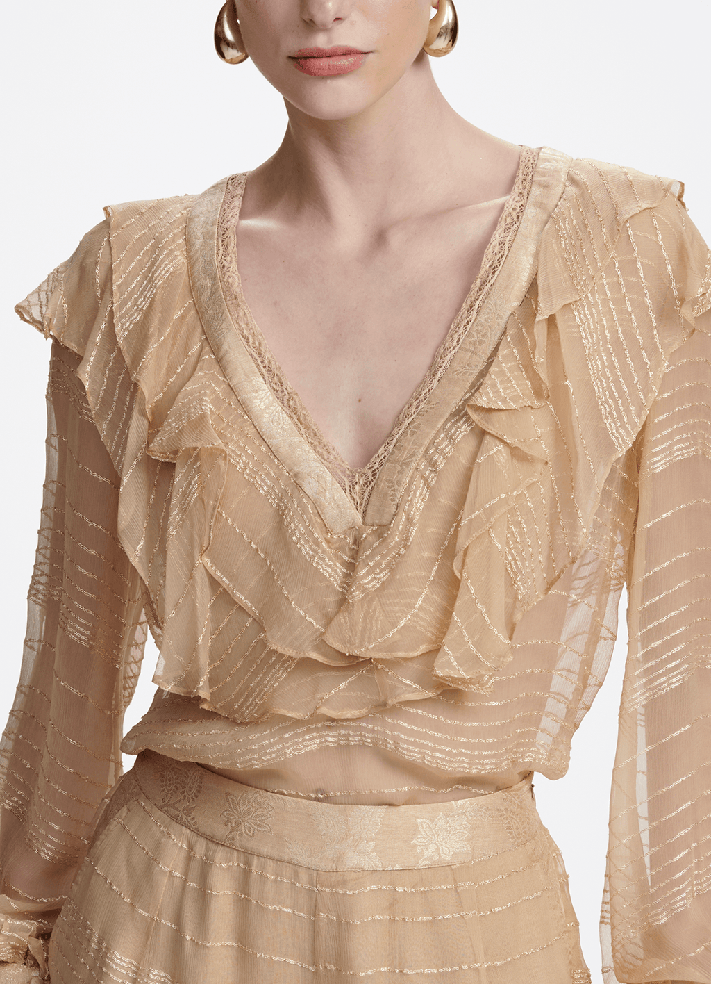 Blusa Elisa Bege Glace Carol Bassi