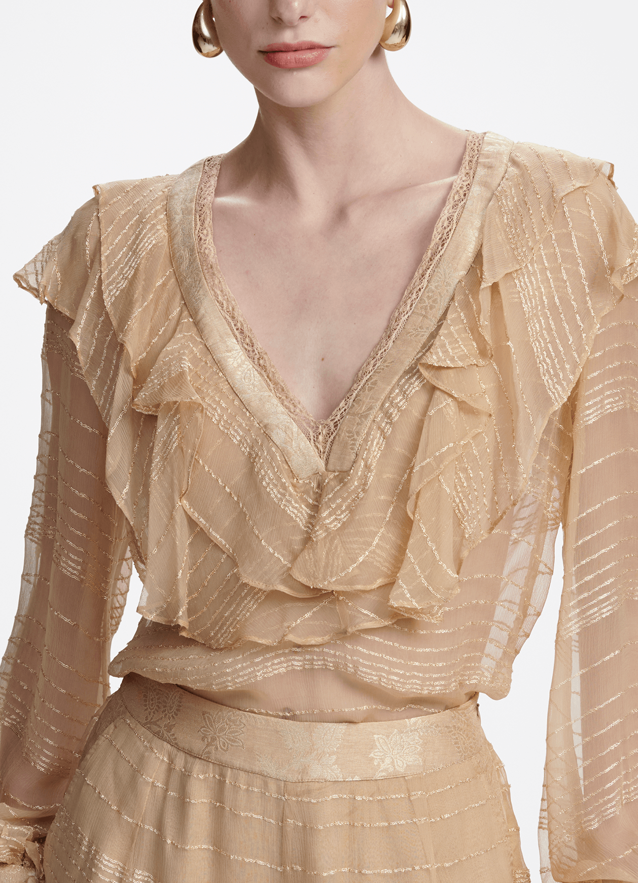 Blusa Elisa Bege Glace Carol Bassi