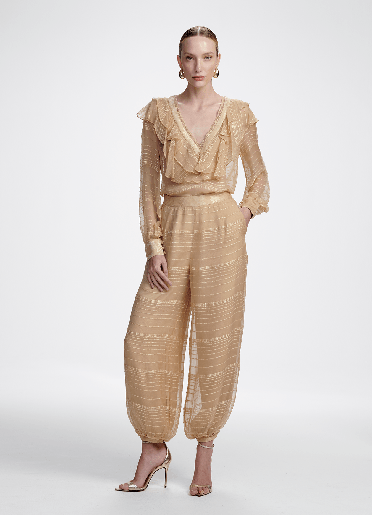 Blusa Elisa Bege Glace Carol Bassi