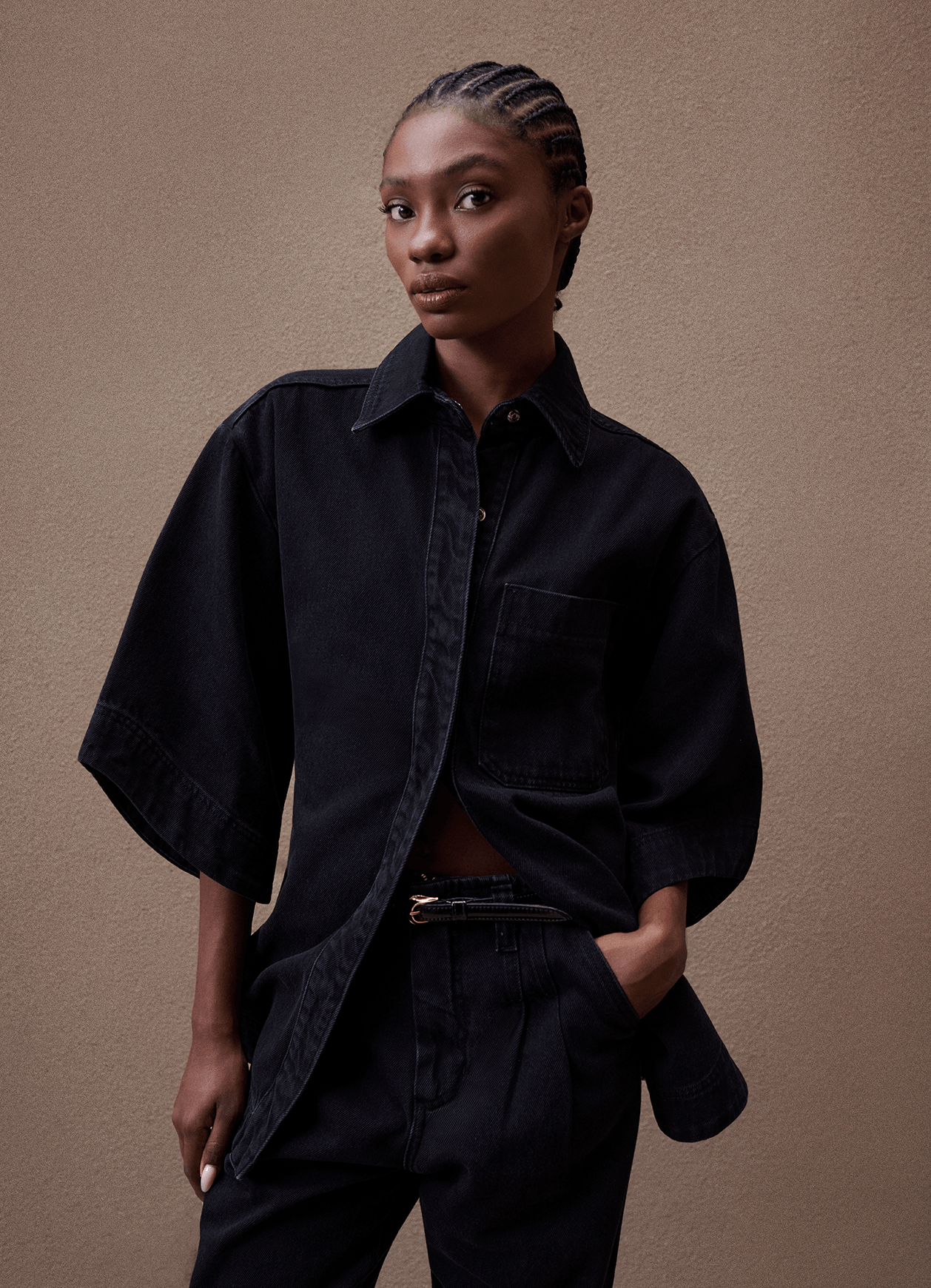 Camisa Ramona Jeans Black Carol Bassi