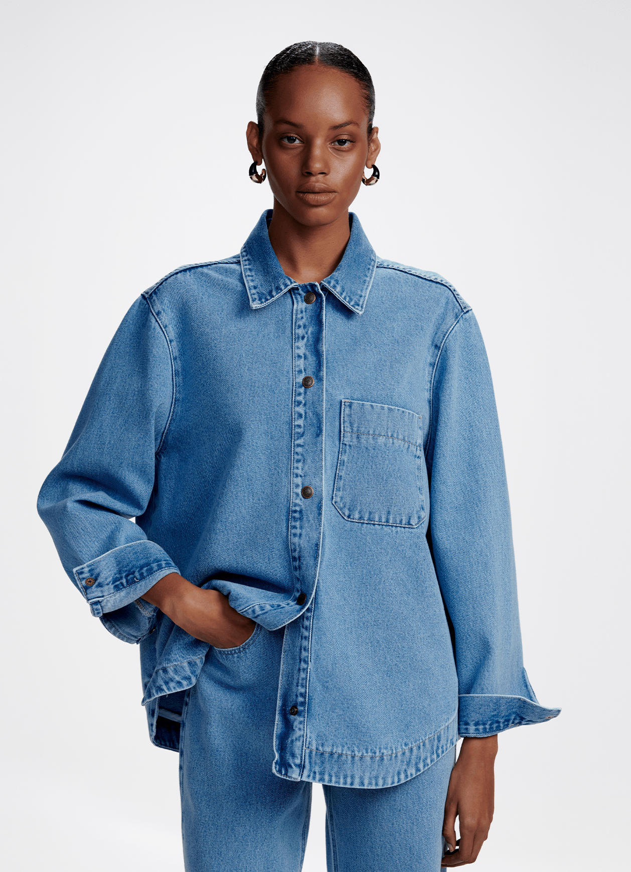 Camisa Heloisa Jeans Claro Carol Bassi