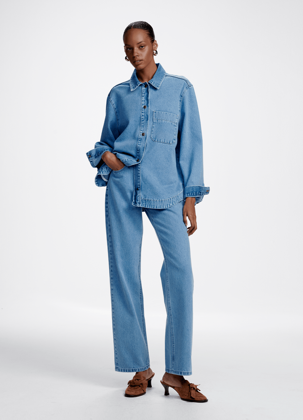 Camisa Heloisa Jeans Claro Carol Bassi