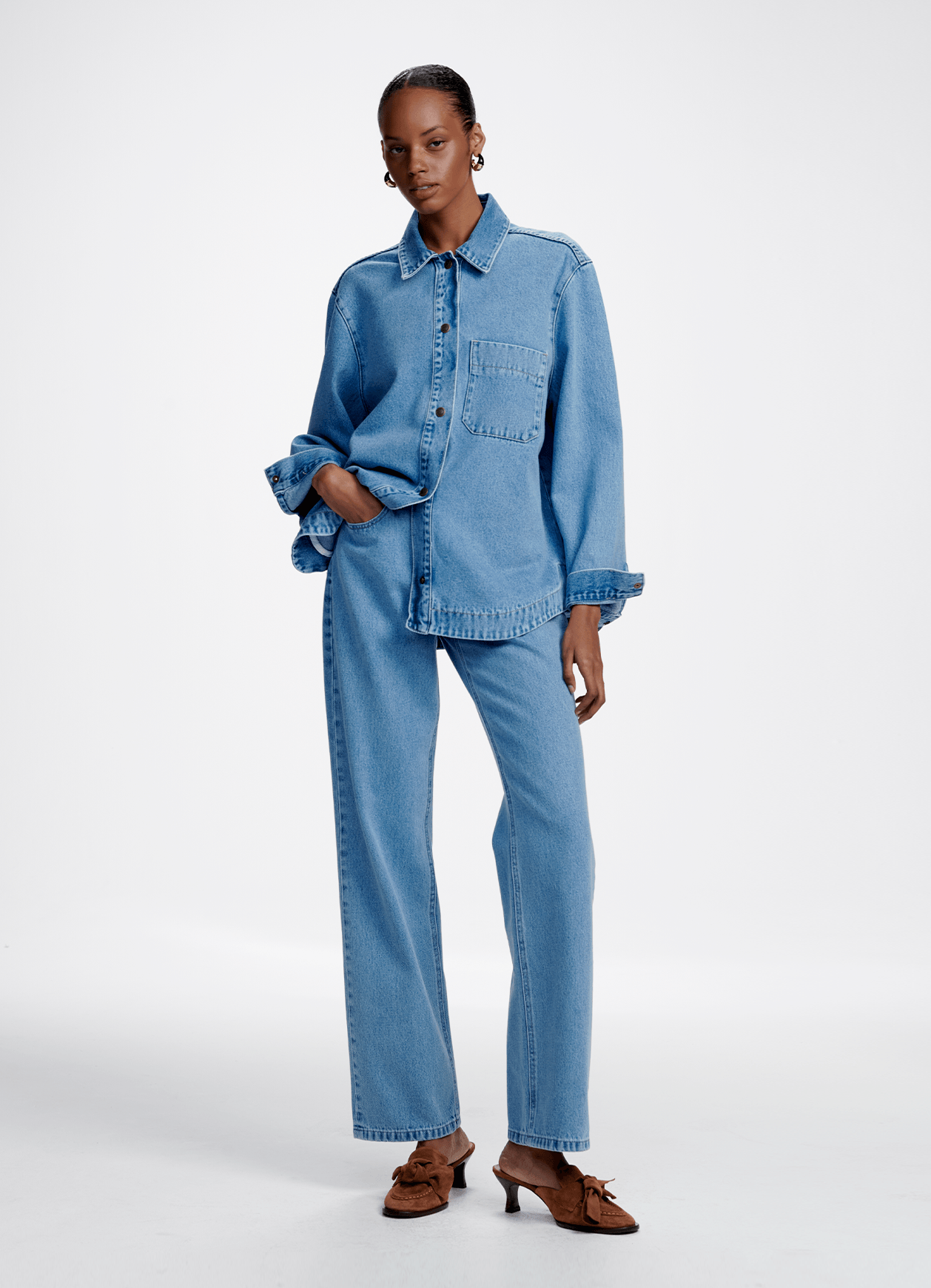 Camisa Heloisa Jeans Claro Carol Bassi