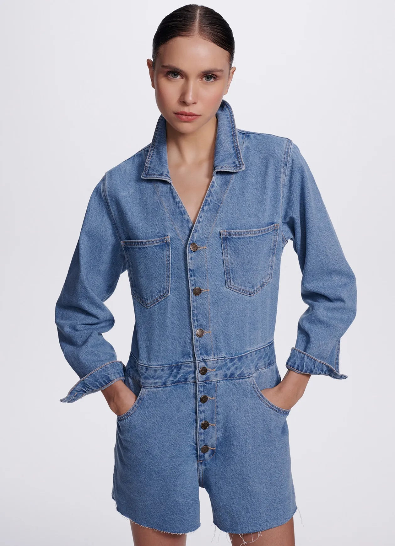 Macacao Veka Jeans Claro Carol Bassi