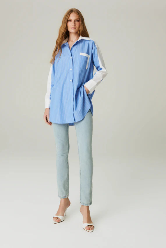 CAMISA OVER LISTRA RECORTE AZUL CLARO HOODMOOD