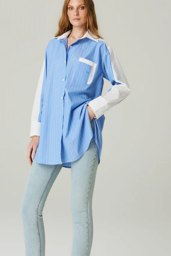 CAMISA OVER LISTRA RECORTE AZUL CLARO HOODMOOD