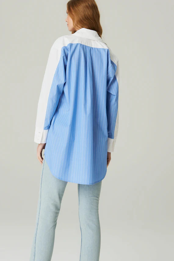 CAMISA OVER LISTRA RECORTE AZUL CLARO HOODMOOD