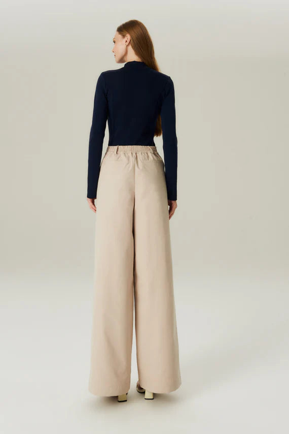 CALÇA COTTON RETA BEGE HOOD MOOD